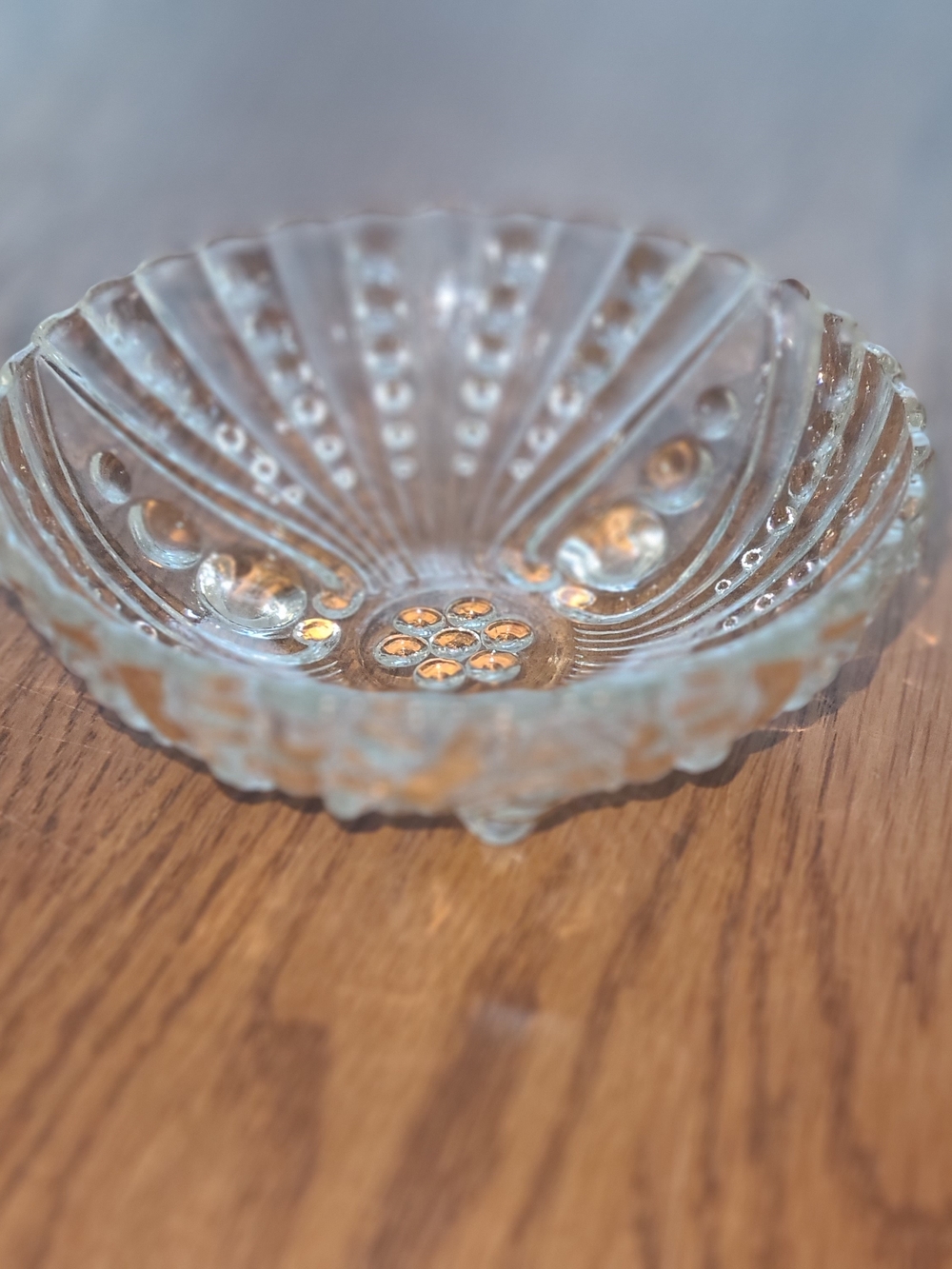Vintage - Anchor Hocking clear glass footed bowl, often referred to as "Burple," - Picture 6 of 9